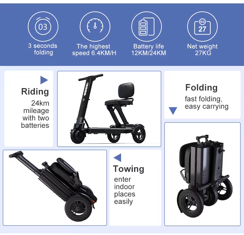 A person easily maneuvering the tri-wheel scooter in a home setting