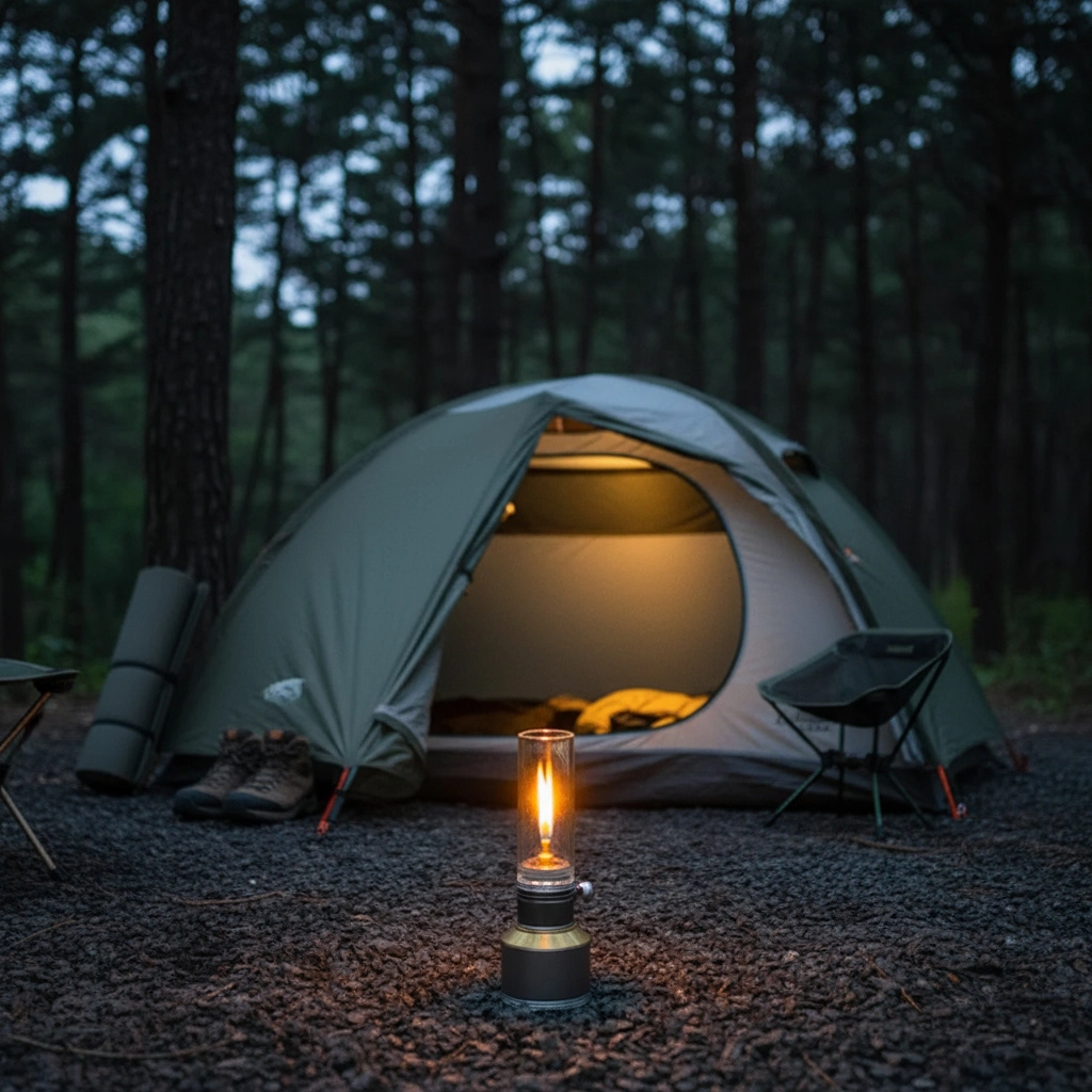 Dimensions and size options for the portable Mountain Peak camping lamp