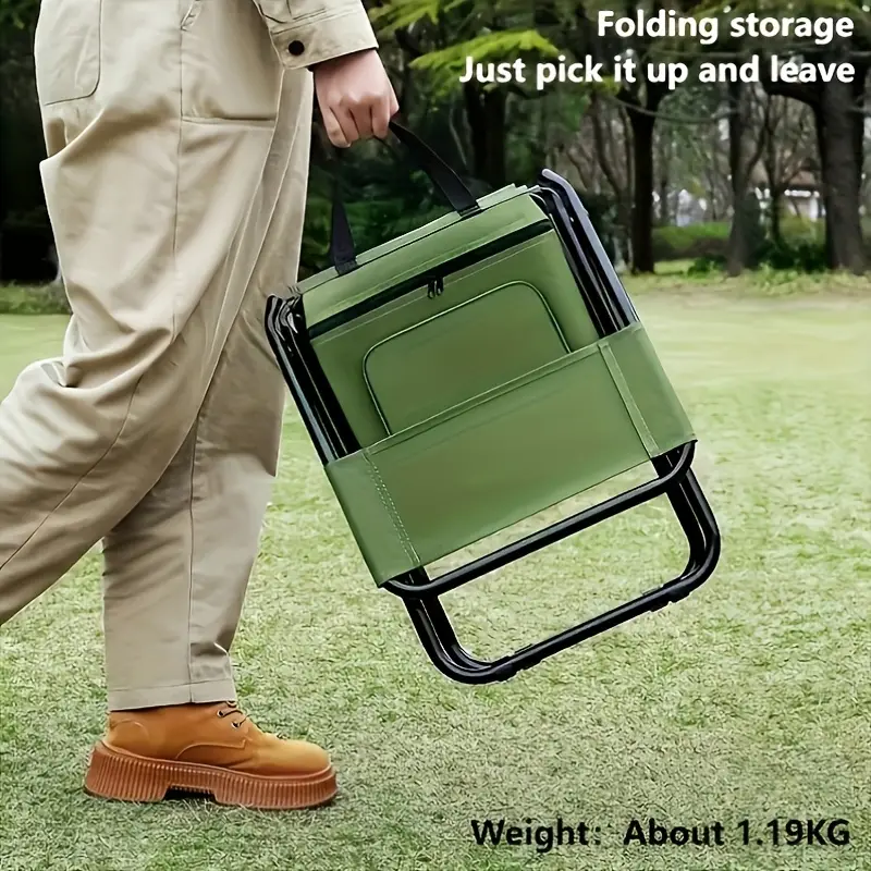 Folded view of the portable outdoor stool for easy storage