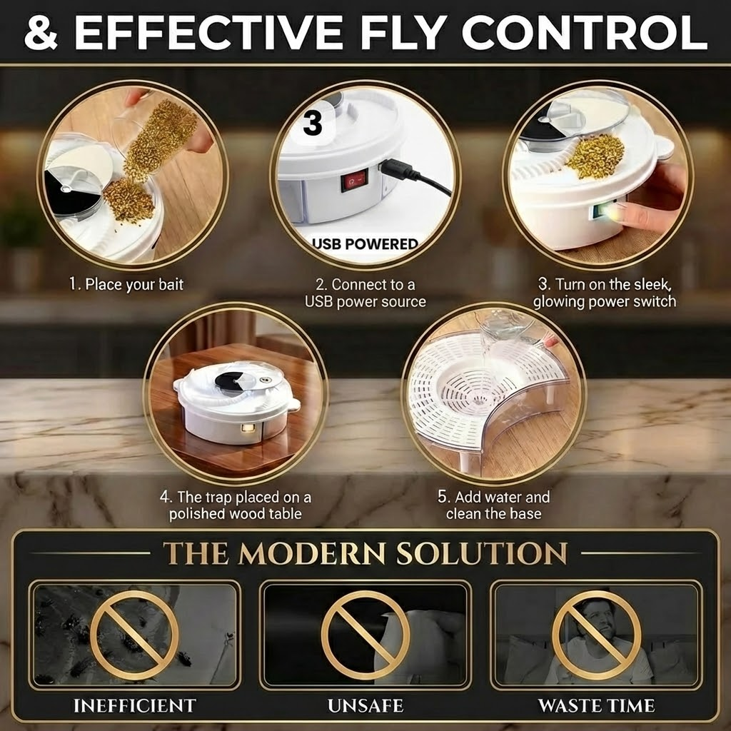The fly trap being used in an outdoor patio setting