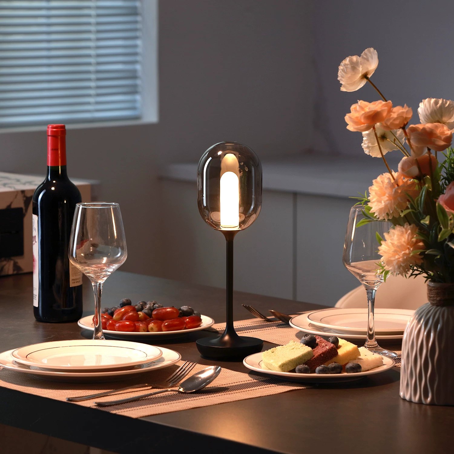 Modern minimalist interior featuring the Oval Glow Glass LED Table Lamp