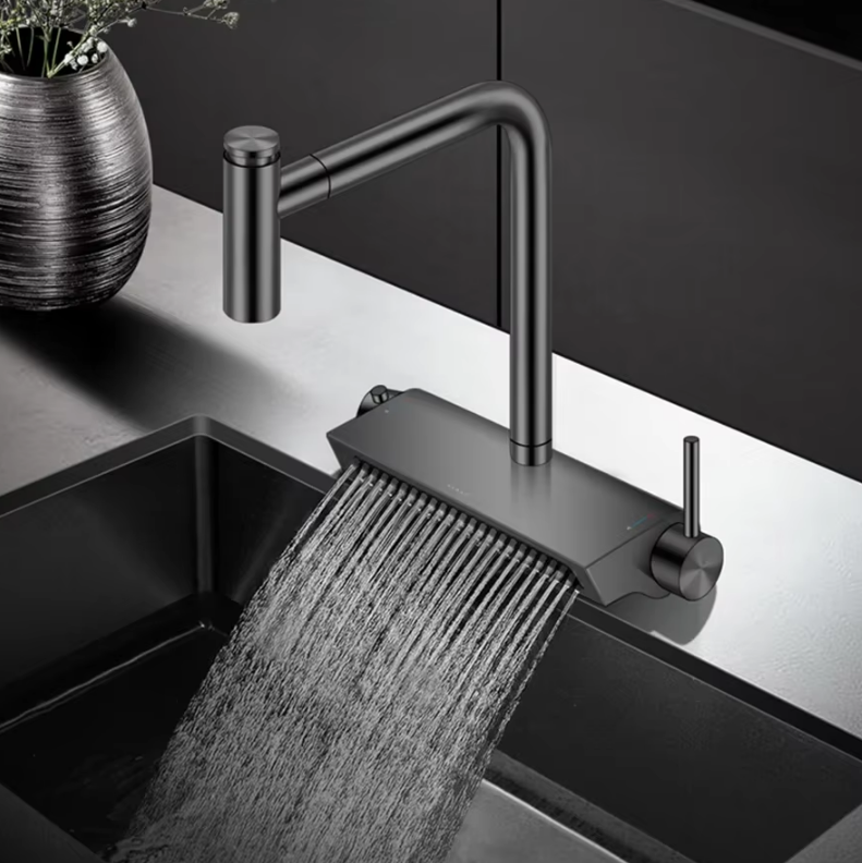 Close-up of the smart sink's features