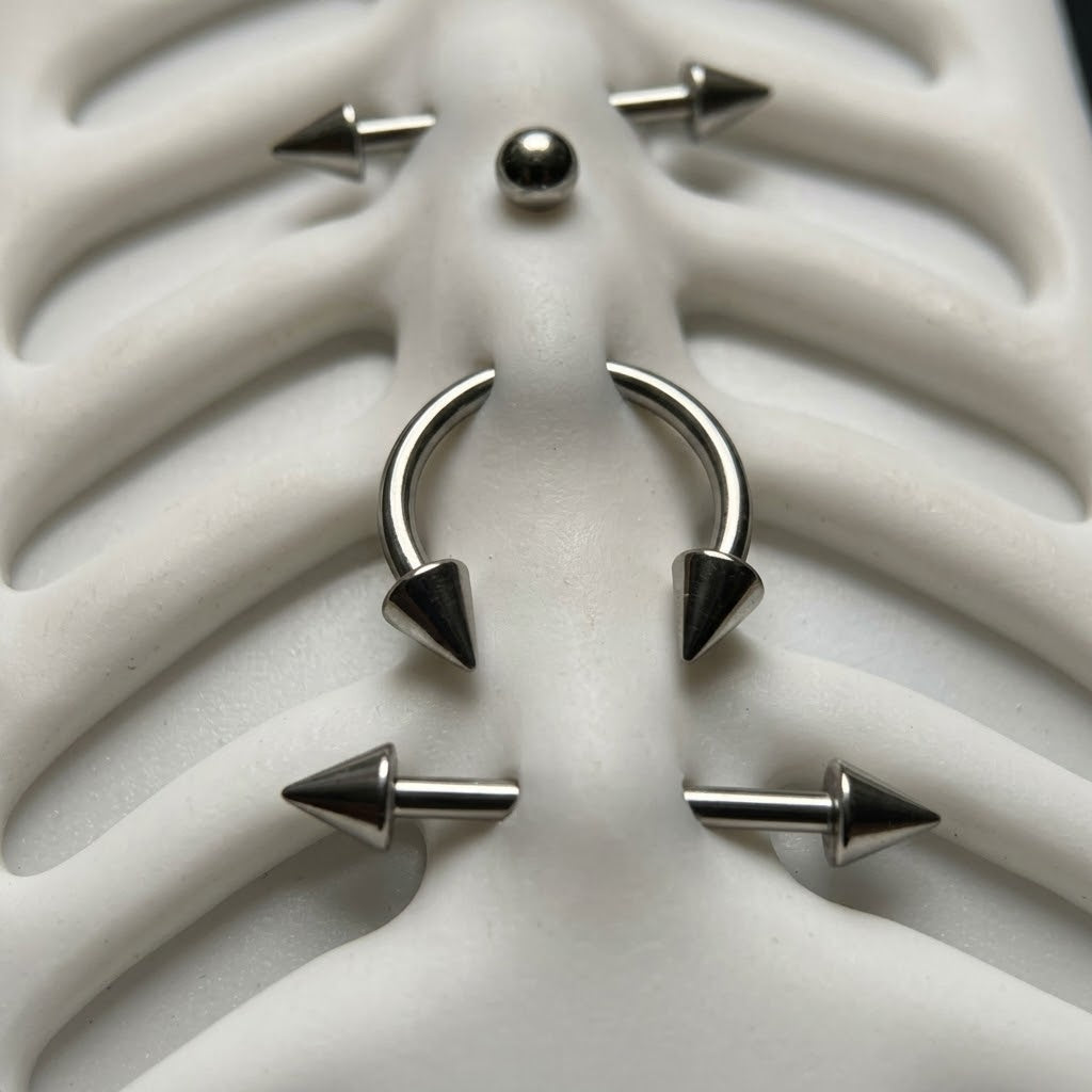 Dual view of the black and white Gothic Ribcage Pierced Phone Cases