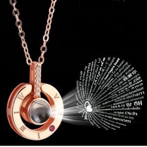 Necklace that projects i love you in 100 languages, best gift for her
