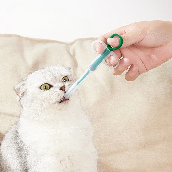 Close-up of the soft-tip design for safe pet medication