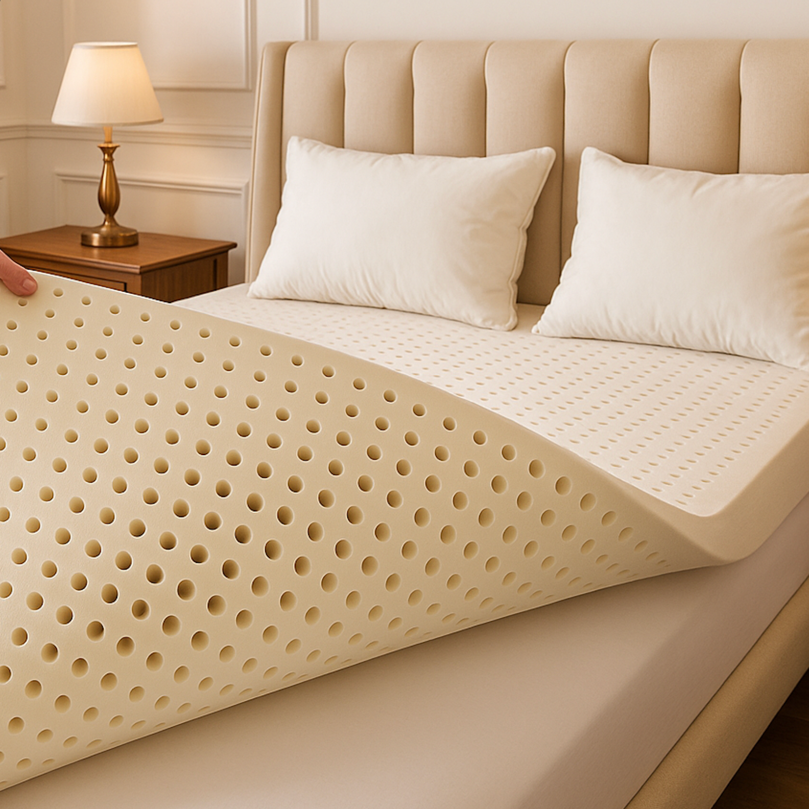 Detailed view of the mattress layers and texture