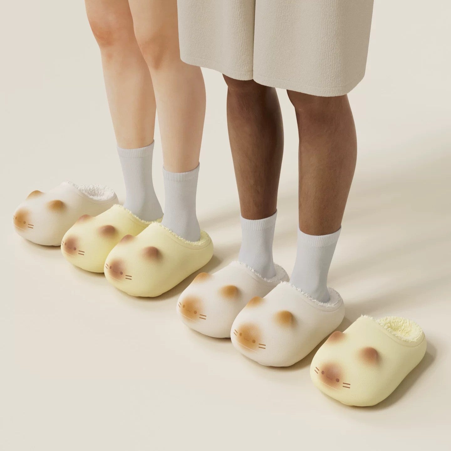 Overhead view showcasing the plush and comfortable design of the slippers