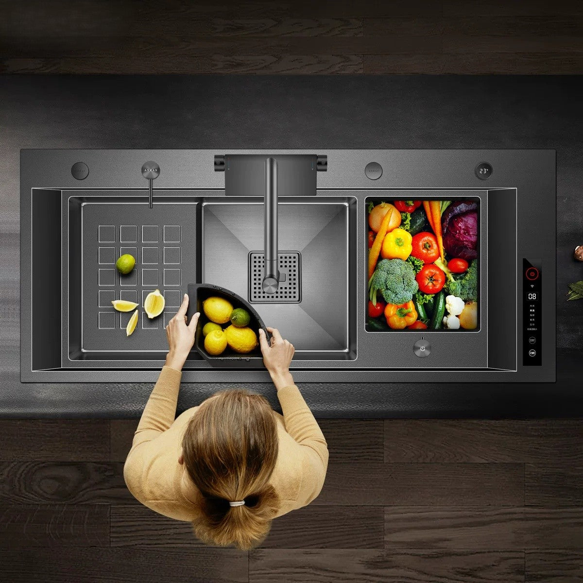 Daily life workflow with the multi-zone kitchen sink