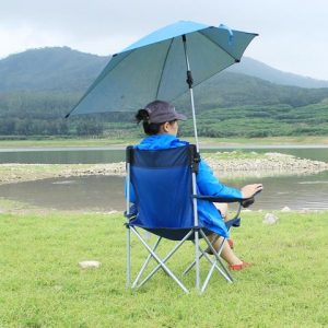 Folding umbrella with universal clamp for chairs and strollers