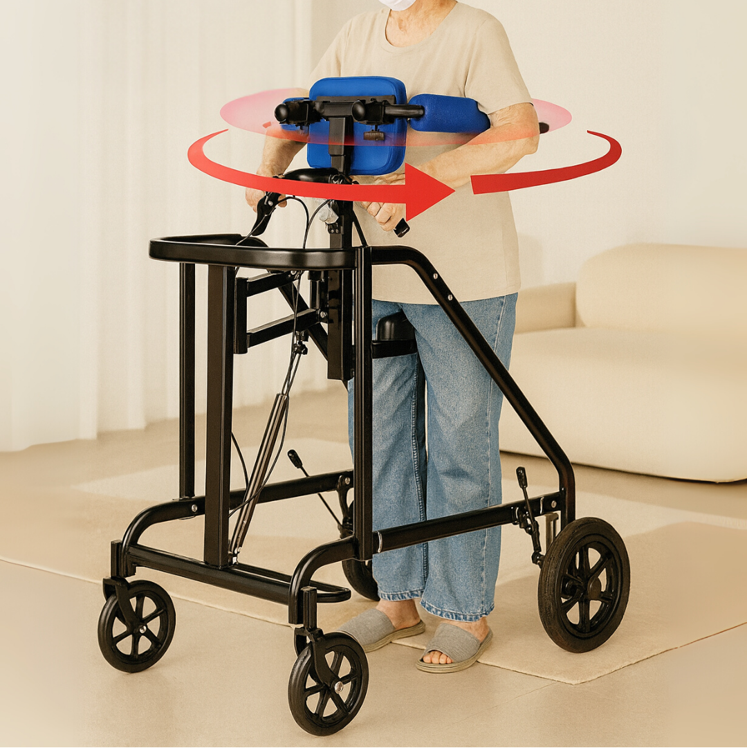 Ergonomic Walking Rehabilitation Stand Assist Trainer Walker in use by a patient
