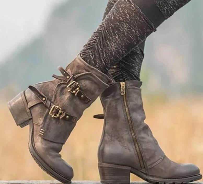 Punk Style Vintage Ankle Boots on a white background