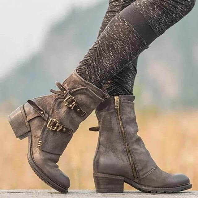 Another angle of the stylish punk boots