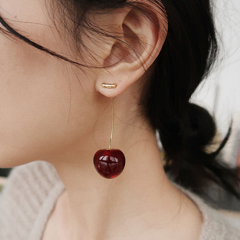 Unique Cherry Fruit European Style Earrings gift idea