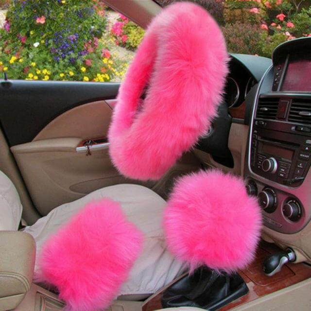 Different color options for the universal plush warm steering wheel cover