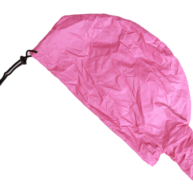 Detailed view of the hair drying cap's material and elastic opening