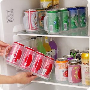 Refrigerator beverage organizer for cans and bottles