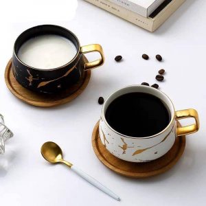 Luxurious Nordic marble ceramic coffee mugs for elegant sipping