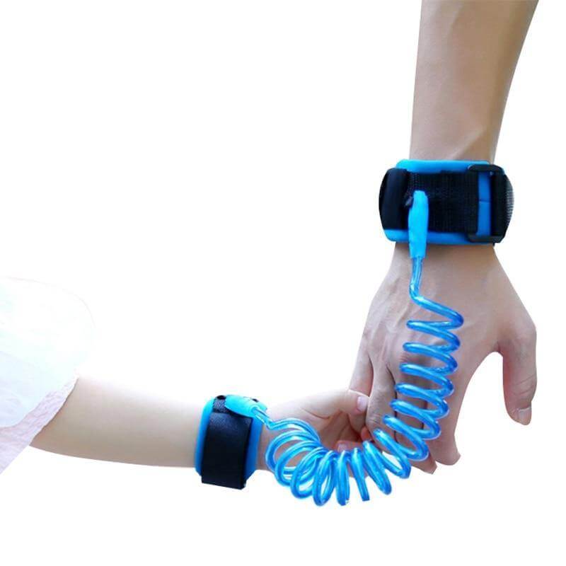 Parent and child safely connected with the blue Kids Anti-Lost Wrist Rope