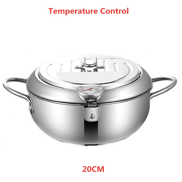 The compact and sleek design of the deep frying pot