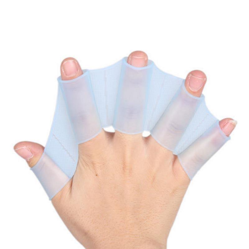 A pair of purple Silicone Webbed Swimming Gloves as a creative gift