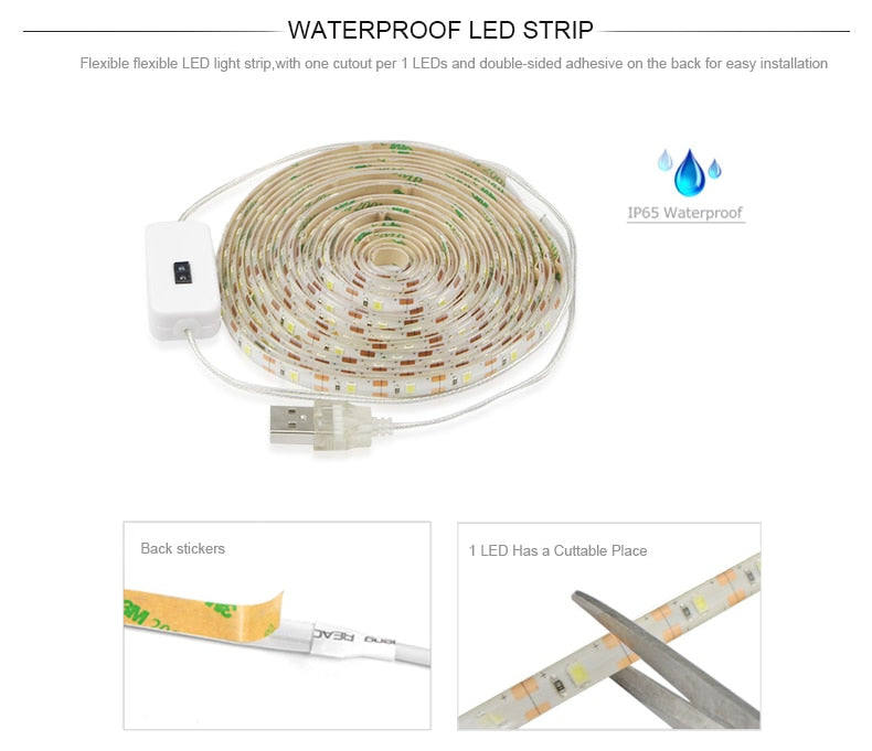 LED light strip used for safety lighting on a staircase