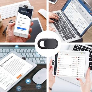 Small, discreet anti-spy camera privacy sticker covering a smartphone camera