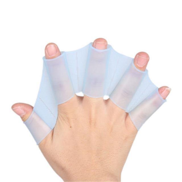 Different sizes of the webbed swimming gloves for men, women, and kids