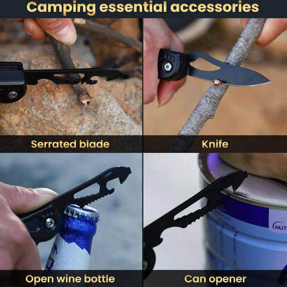 Close-up of the creative gadget's various folding tools