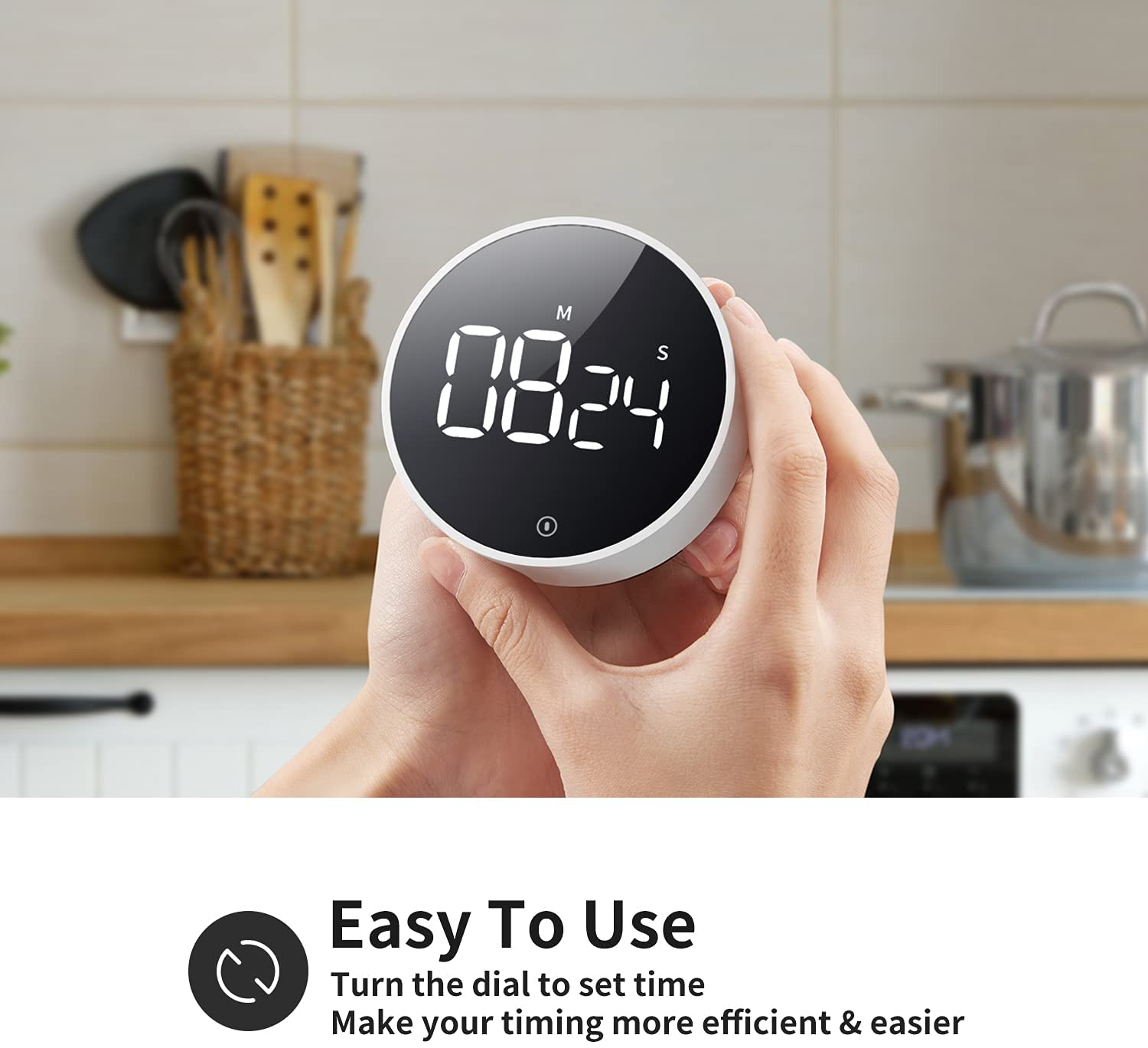 User adjusting the time on the Digital LED Magnetic Kitchen Timer