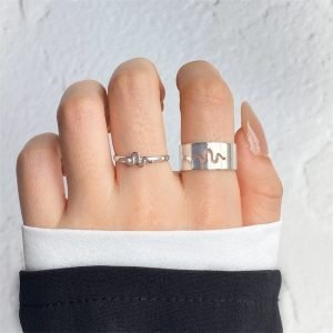 Charming creative couples matching ring set for partners