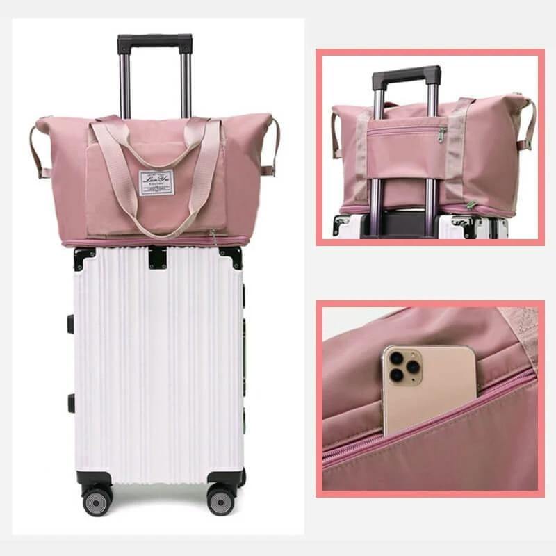 Multi-pocket interior of the Large Capacity Lightweight Easy Folding Travel Bag