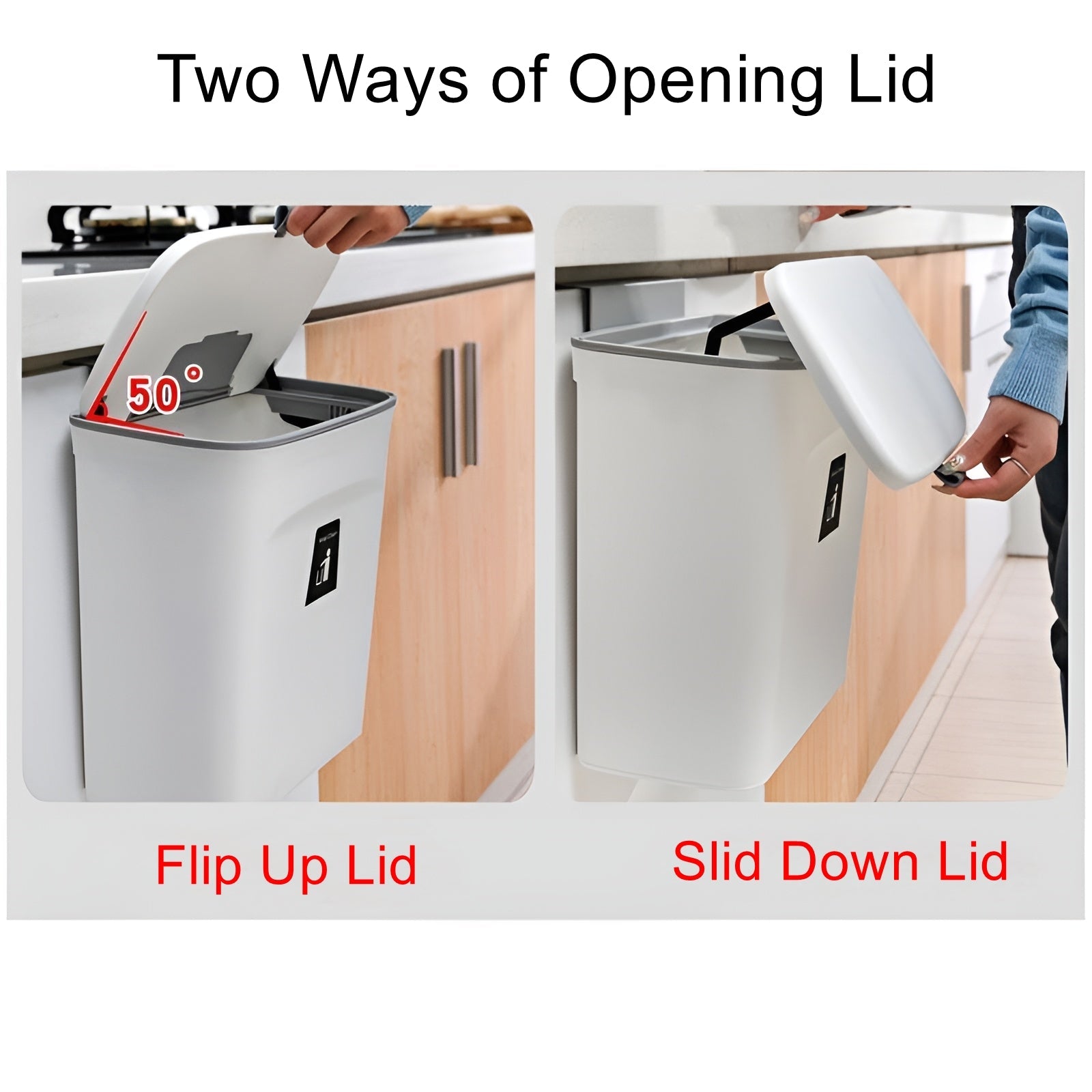 Close-up of the odor-sealing semi-automatic sliding lid