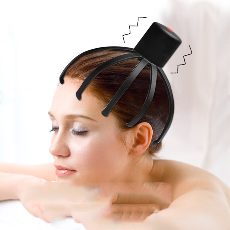 User enjoying a relaxing moment with the electric hair stimulation head massager