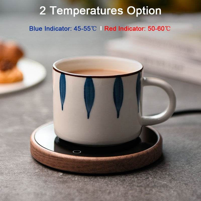 Close-up of the smart elegant mug warmer coaster in multiple colors