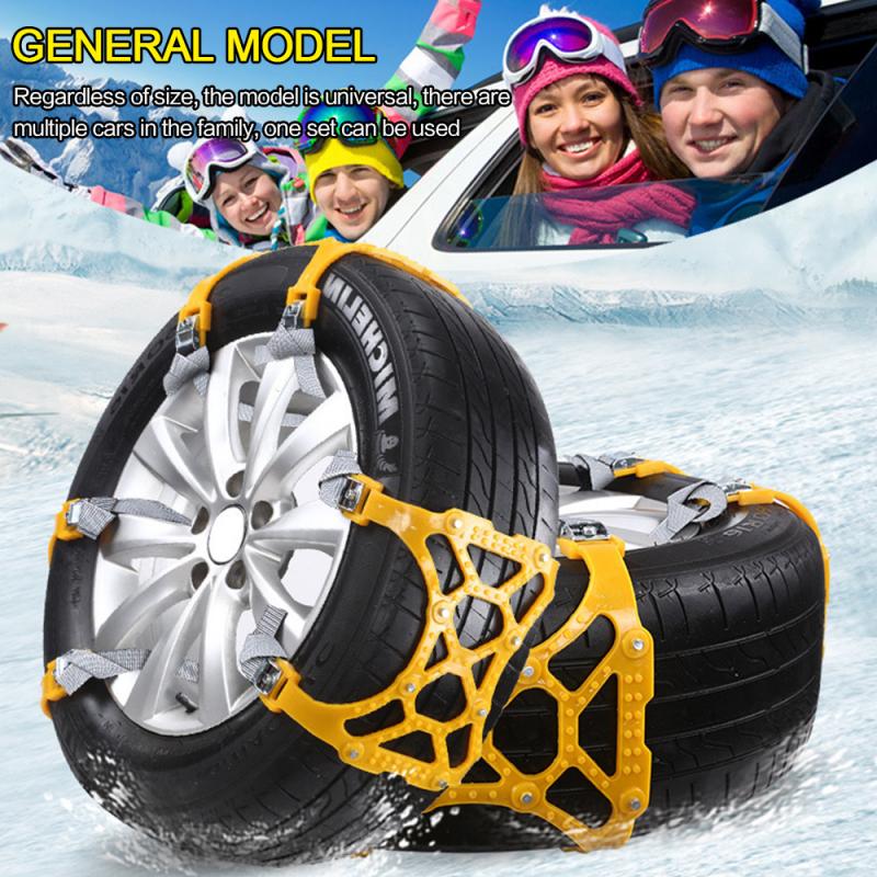 Anti-Slip Tire Snow Car Chain providing traction on a snowy road