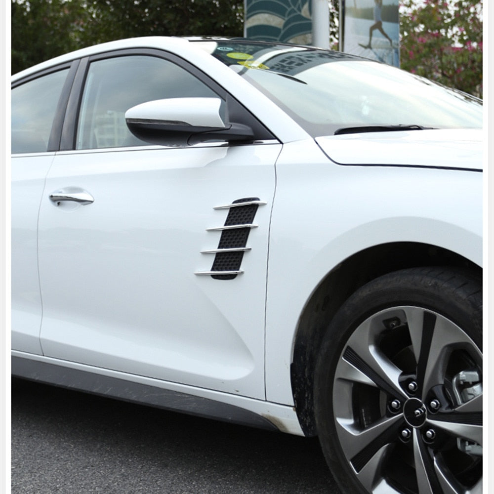 Dimensions and different views of the car vent decoration sticker