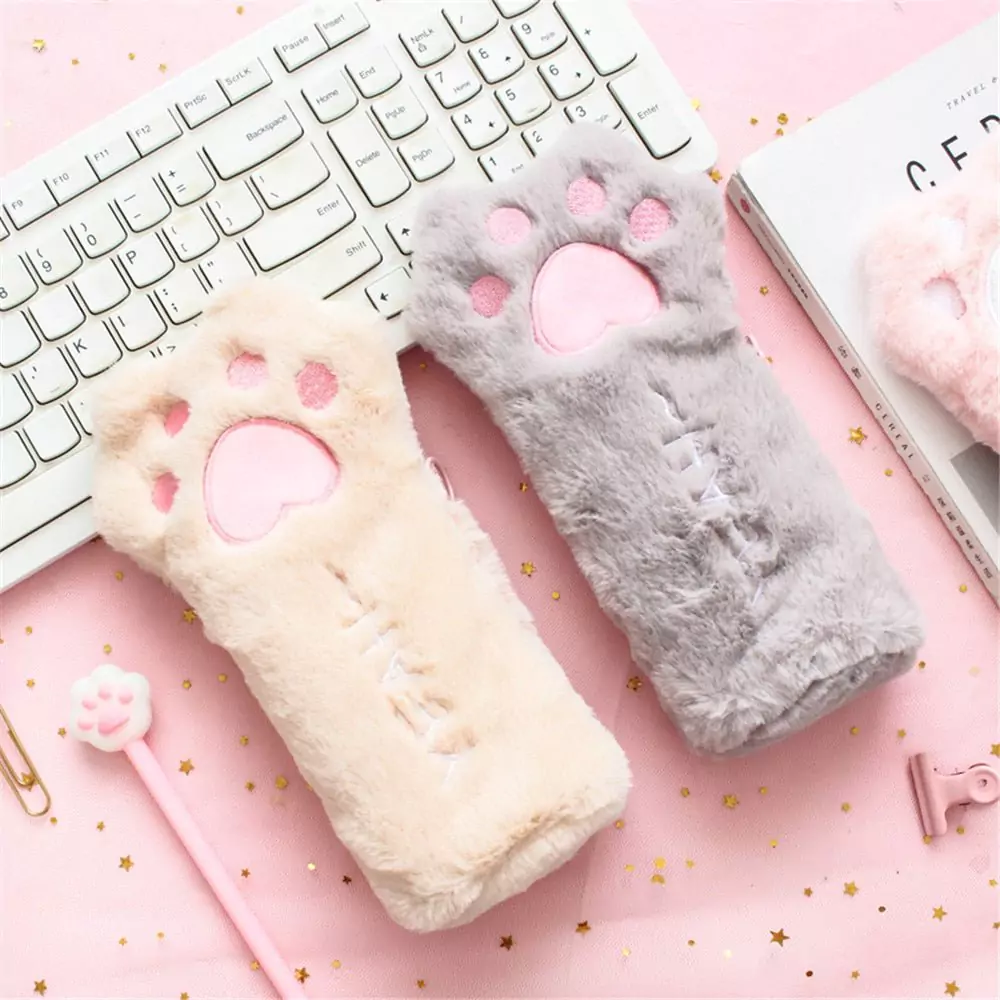 Adorable Kitten Paw Plush Pencil Bag