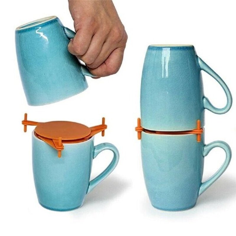Adjustable mug and cup stacking device for cabinets