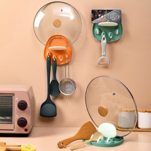 Adorable cat paw shaped wall-mounted pot lid and utensil holder