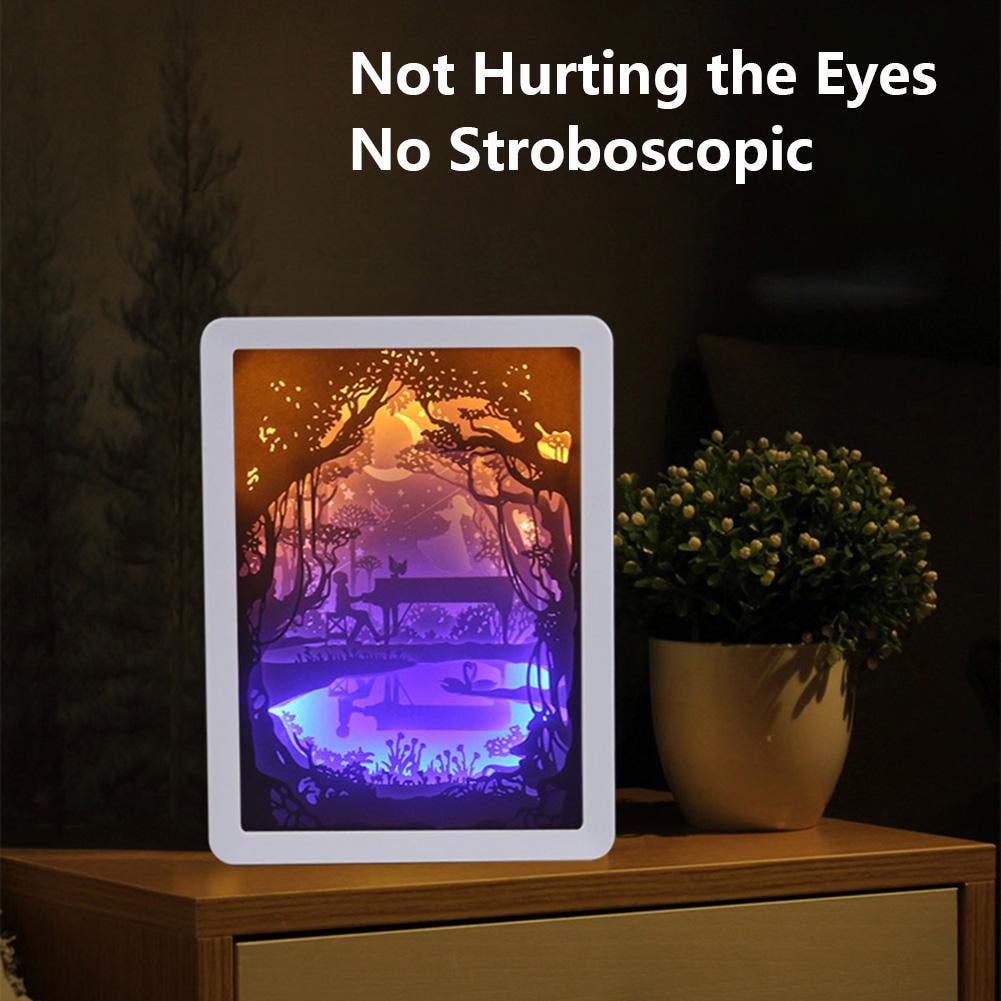 Unique gift idea a 3D paper light box on a bedside table