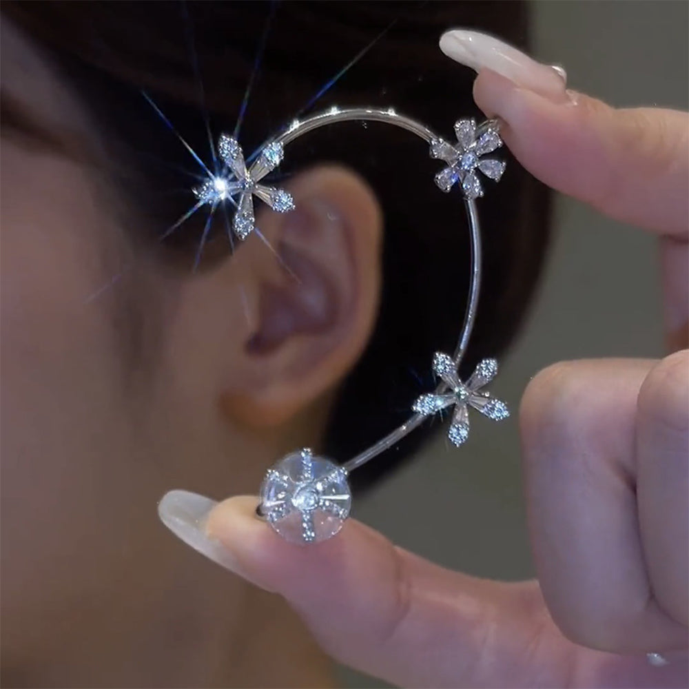 Rotating Windmill Zircon Sparkling Earring on display