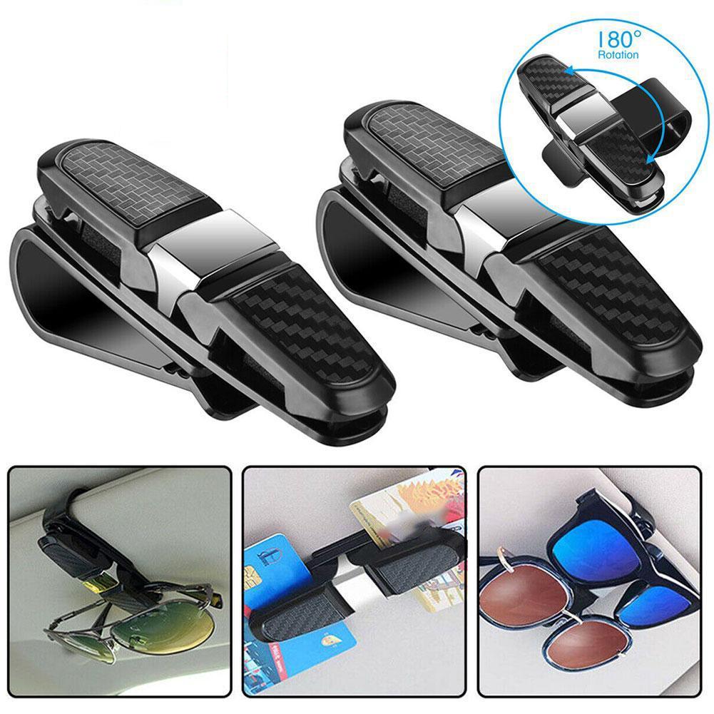 Sleek carbon fiber Car Sun Visor Glasses Holder Clip in black