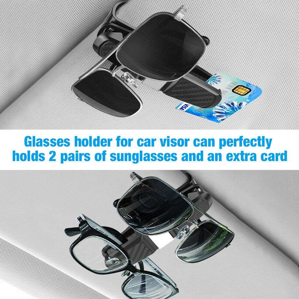 Detailed view of the easy installation of the glasses holder on a car visor