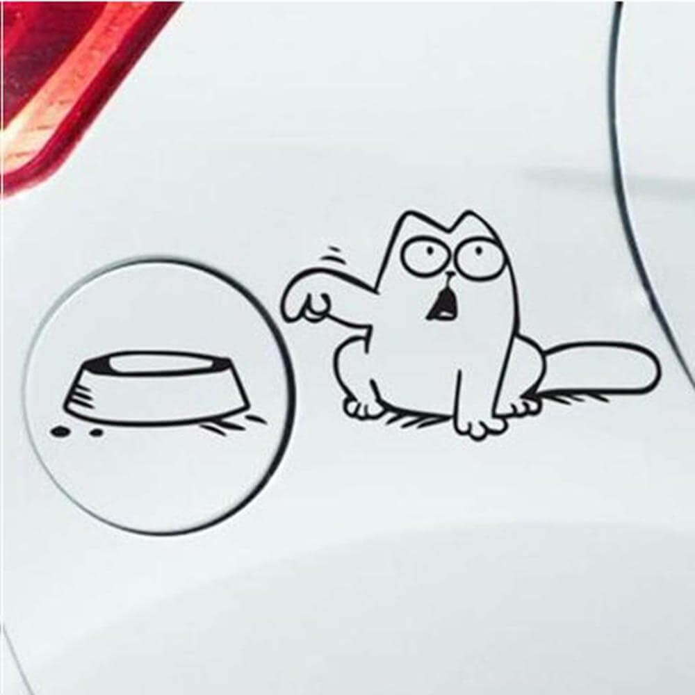 Funny Hungry Cat Bowl Car Gas Fuel Tank Cap Cover on a car