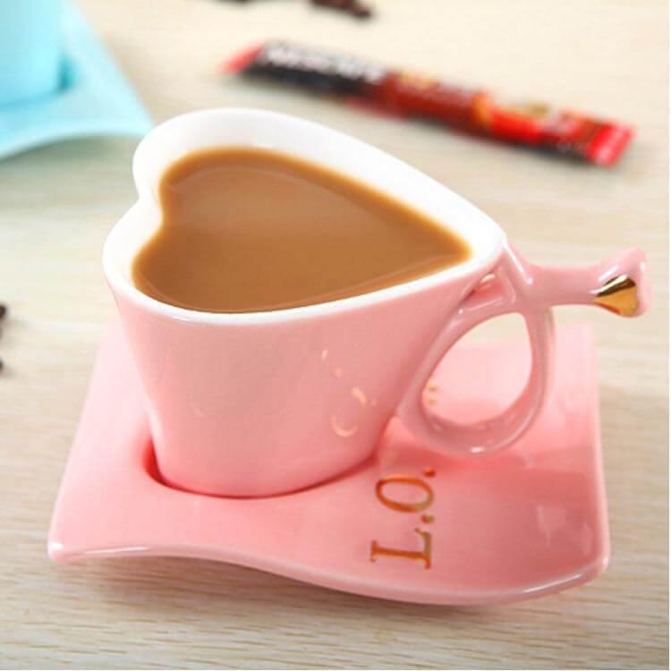 Heart-shaped Cute Porcelain Coffee Mug