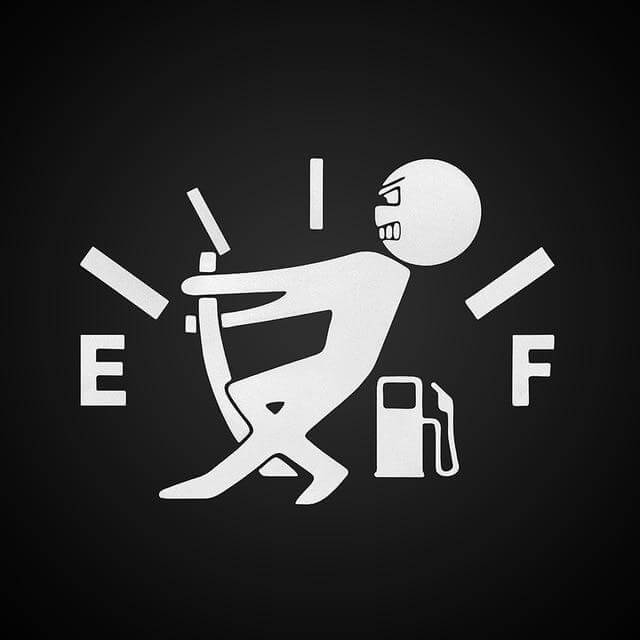Close-up of the silver Funny Fuel Man Car Sticker