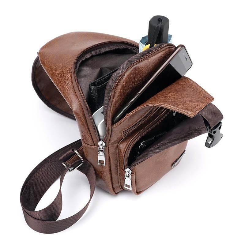 Brown leather variant of the Men Crossbody Bag