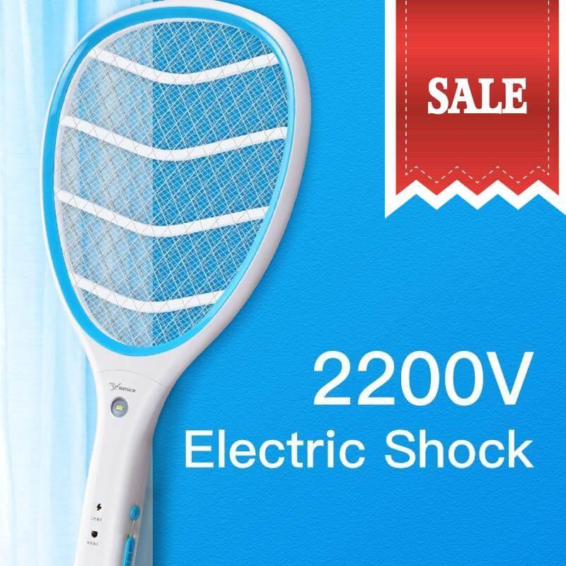 Detailed view of the zapper racket's powerful electric grid