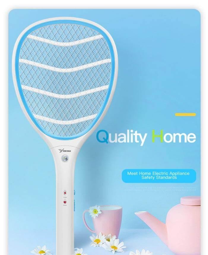 Electric Mosquito Bug Zapper Racket in action outdoors