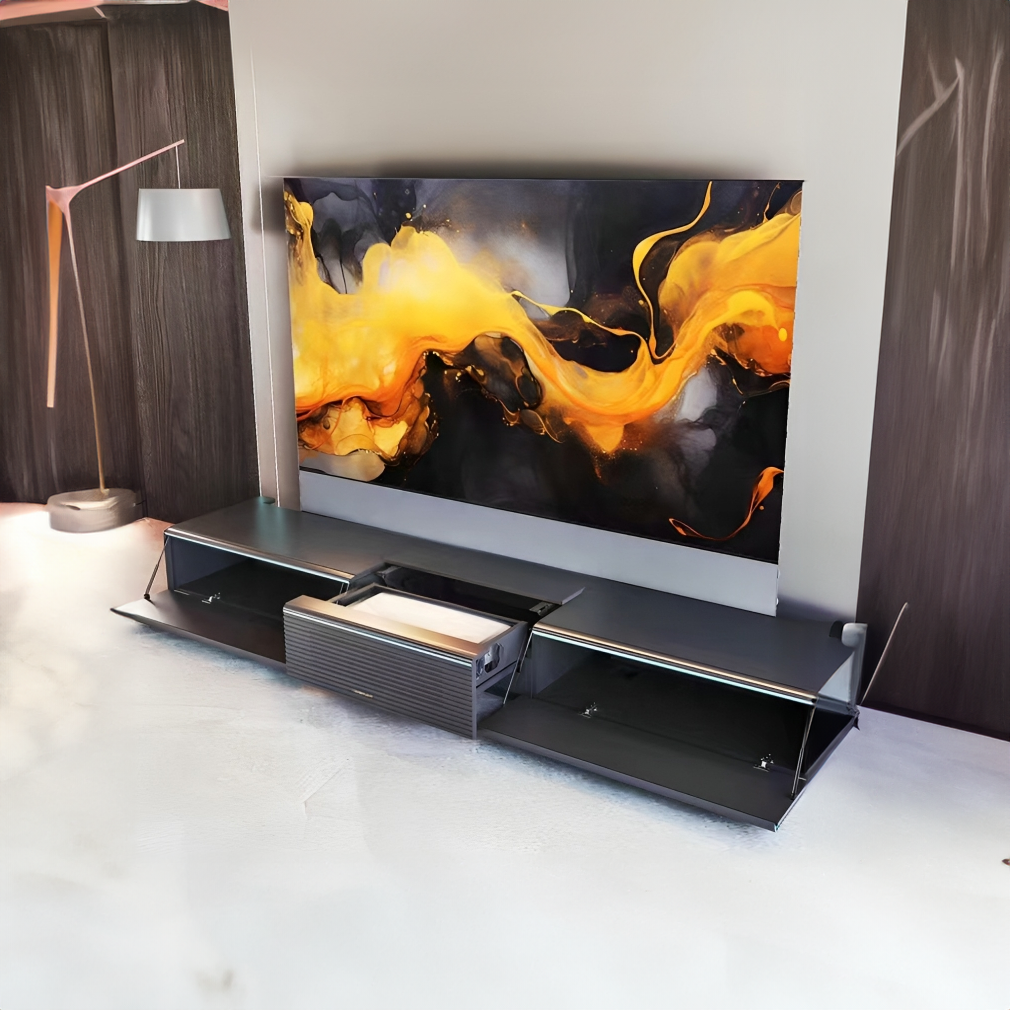 Close-up of the ultra-short-throw 4K laser projector